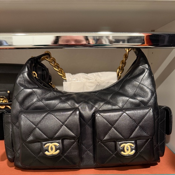 CHANEL Handbags - CHANEL Black Quilted Leather Maxi Hobo Bag NWT 25C